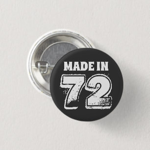 50e verjaardag Made in 72 Typografie Black Button