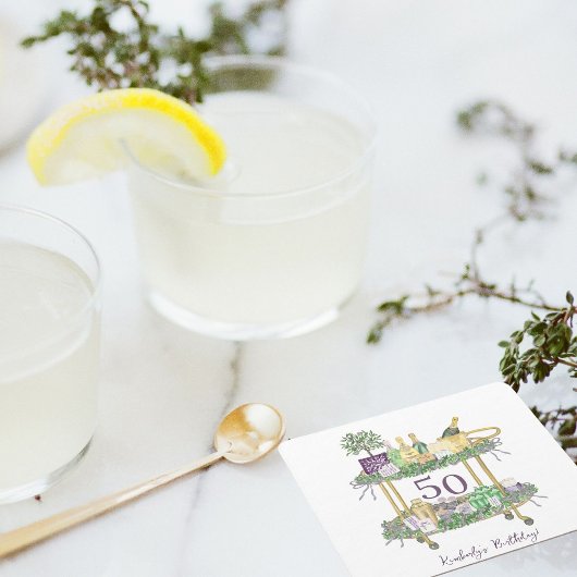 50e Verjaardag Mahjong Bar Winkelwagen Custom Kartonnen Onderzetters