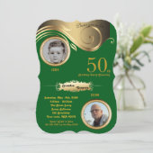 50e, Verjaardag Man elke leeftijd, art deco, groen Kaart (Staand voorkant)