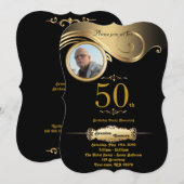 50e verjaardag, Man elke leeftijd, art deco, zwart Kaart (Voorkant / Achterkant)