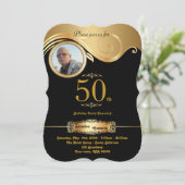 50e verjaardag, Man elke leeftijd, art deco, zwart Kaart (Staand voorkant)