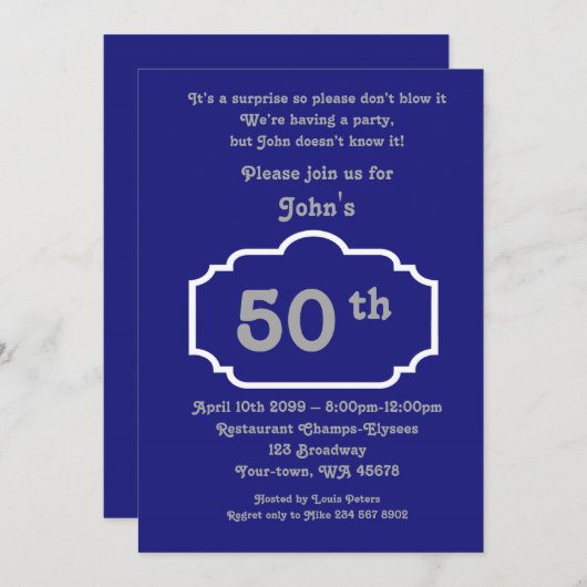 50e, Verjaardag Man, Partij Man, elke leeftijd, Na Kaart (Voorkant / Achterkant)