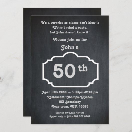 50e, Verjaardag Man, Party Man, elke leeftijd, sch Kaart (Voorkant / Achterkant)