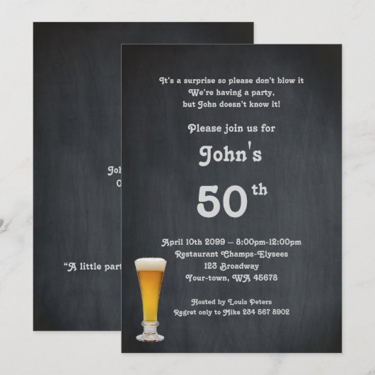 50e, Verjaardag Man, Party Man, elke leeftijd, sch Kaart (Voorkant / Achterkant)