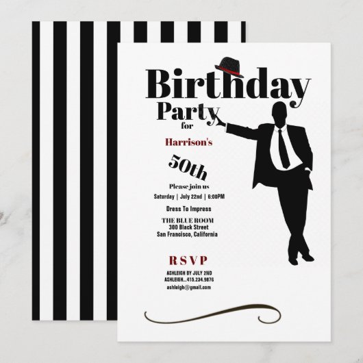 50e verjaardag Man Pet Silhouette Kaart (Voorkant / Achterkant)