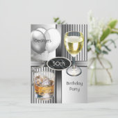 50e verjaardag Mannen Drinken ballonnen zilver Kaart (Staand voorkant)