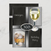 50e verjaardag Mannen Drinken Chalkboard Black Kaart (Voorkant / Achterkant)