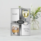 50e verjaardag Mannen Drinken Metal Black Silver Kaart (Staand voorkant)