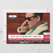 50e verjaardag Mannen Funny News TV Magnetische Uitnodiging (Voorkant)