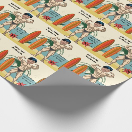 50e Verjaardag 💪🤣 Mannen Grappige Bodybuilder Sp Cadeaupapier (Hoek)