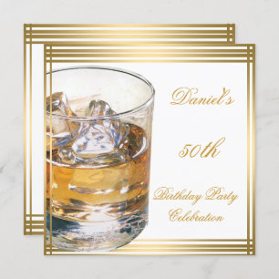 50e verjaardag Mannen Sepia Gold Cold Drink Man Kaart