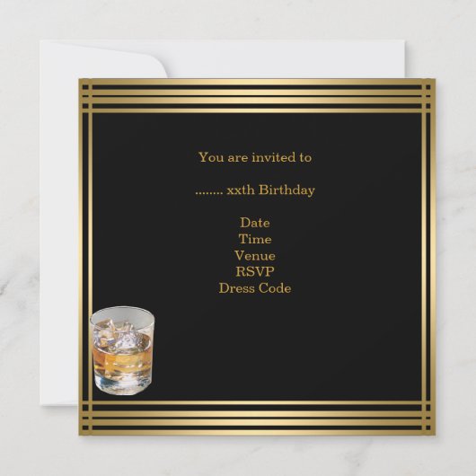 50e verjaardag Mannen Sepia Gold Cold Drink Man Kaart (Achterkant)
