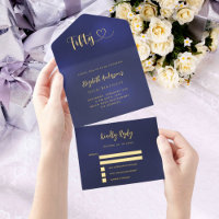 50e verjaardag marine blauw goud rsvp