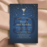 50e verjaardag marine Blue Modern Gold Cocktail Pa Kaart<br><div class="desc">Navy Blue Modern Gold 50th Birthday Cocktail Party Invitations.</div>