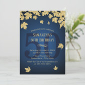 50e verjaardag marineschool blauw modern goud kaart (Staand voorkant)