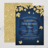 50e verjaardag marineschool blauw modern goud kaart (Voorkant / Achterkant)