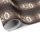50e verjaardag Marquee Lights op baksteen Cadeaupapier (Rol Hoek)