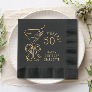 50e verjaardag Martini Cheers Vijftig Gepersonalis Folie Servetten