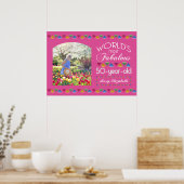 50e Verjaardag Meest Prachtige Edelstenen Roze Uw  Poster (Keuken)