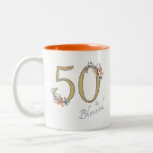 50e verjaardag meisje gezegend Boho herfst Tweekleurige Koffiemok (Links)