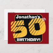 50e verjaardag met aangepaste naam Gestreept Numme Aankondigingskaart (Voorkant / Achterkant)