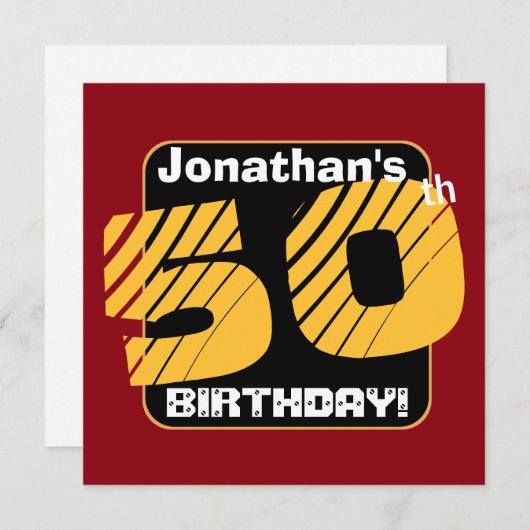 50e verjaardag met aangepaste naam Gestreept Numme Kaart (Voorkant / Achterkant)