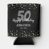 50e verjaardag met Confetti Black Blikjeskoeler (Voorkant)