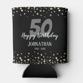 50e verjaardag met Confetti Black Blikjeskoeler (Achterkant)
