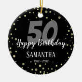 50e verjaardag met Confetti zwart Keramisch Ornament (Voorkant)