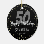 50e verjaardag met Confetti zwart Keramisch Ornament (Links)