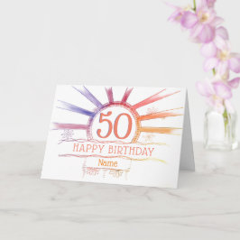 50e verjaardag - met de hand getekende meerkleurig kaart