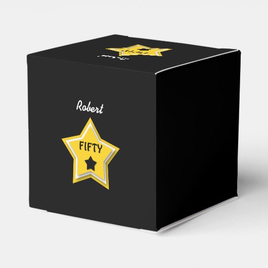 50e verjaardag met gelaagde sterren GOUD ZWART L02 Bedankdoosjes (Achterkant)