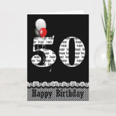 50e verjaardag met Gingham Border Kaart (Voorkant)