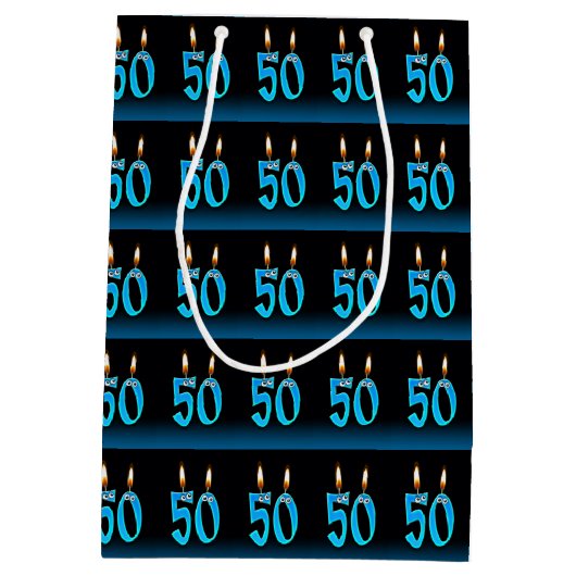 50e verjaardag met oogkaarsen medium cadeauzakje (Achterkant)