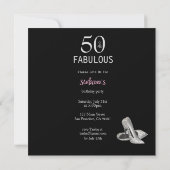 50e verjaardag met roze glitter en diamanten invul kaart (Achterkant)