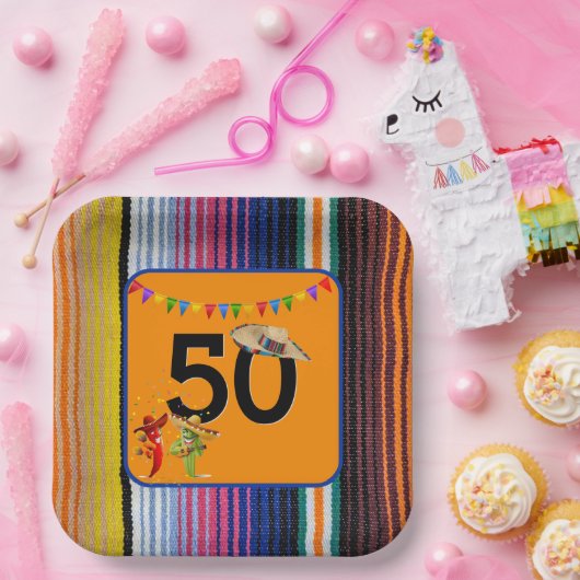 50e verjaardag Mexicaans ontwerp Papieren Bordje (Feest)