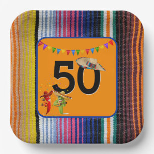 50e verjaardag Mexicaans ontwerp Papieren Bordje