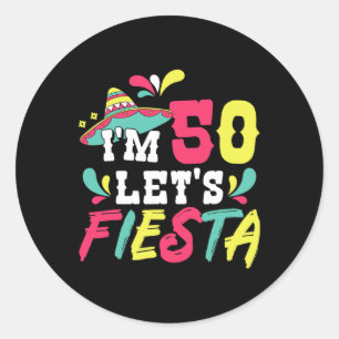 50e verjaardag Mexicaanse partij Ik ben 50 Let's F Ronde Sticker
