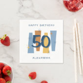 50e verjaardag Midcentury Modern Retro Blauw Servet (Insitu)