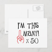 50e verjaardag Midden-Vingergroet Briefkaart (Voorkant / Achterkant)