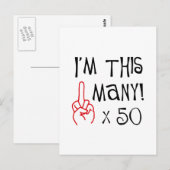 50e verjaardag Midden-Vingergroet Briefkaart (Voorkant / Achterkant)