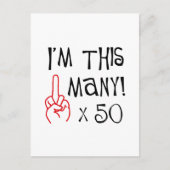 50e verjaardag Midden-Vingergroet Briefkaart (Voorkant)