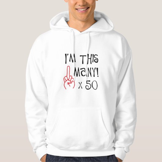 50e verjaardag Midden-Vingergroet Hoodie (Voorkant)
