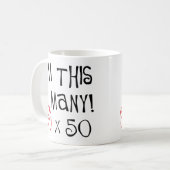 50e verjaardag Midden-Vingergroet Koffiemok (Voorkant links)