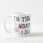 50e verjaardag Midden-Vingergroet Koffiemok (Links)