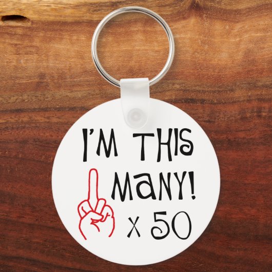 50e verjaardag Midden-Vingergroet Sleutelhanger (Voorkant)