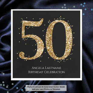 50e verjaardag mijlpaal elegante gouden glitter servet