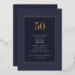50e verjaardag minimale elegante donkergouden Lijs Folie Uitnodiging<br><div class="desc">50e Verjaardag Minimal Elegant Donkergrijs Paarse Goud Lijst Folie Verjaardagsfeestuitnodiging</div>
