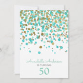 50e verjaardag Mint Gold Glitter Sparkle Confetti Kaart (Achterkant)
