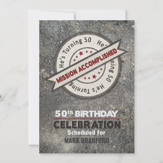 50e verjaardag, missie voltooid, kaart (Voorkant)